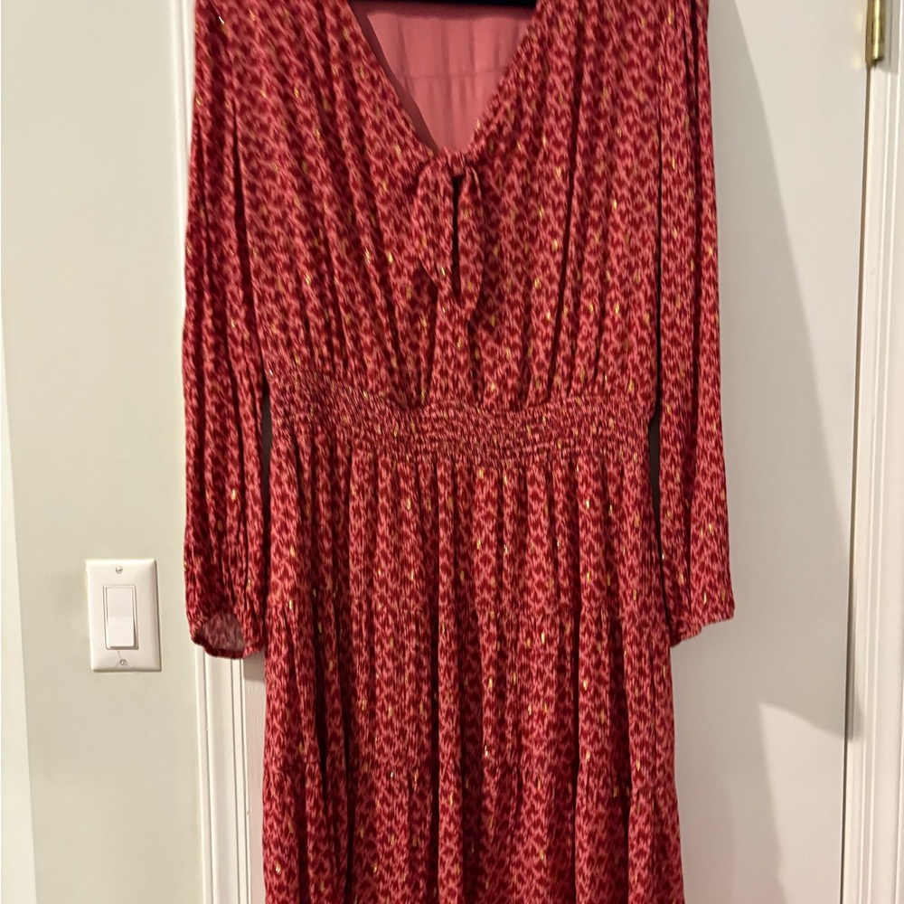 PAIGE Red Long Sleeve V-Neck Sundress